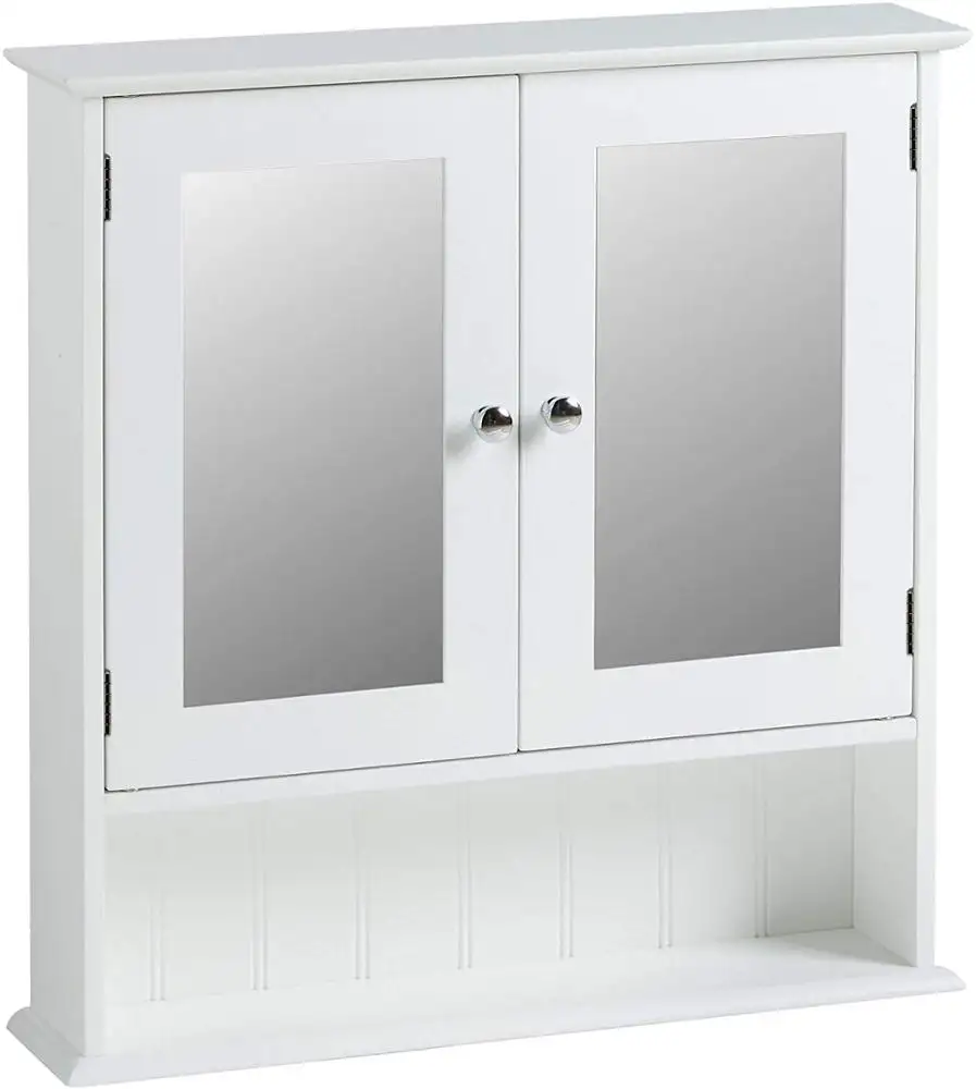 Modern Gray White Wooden Bathroom Wall Mount Bathroom Mirror Medicine Cabinet with Adjustable Shelf