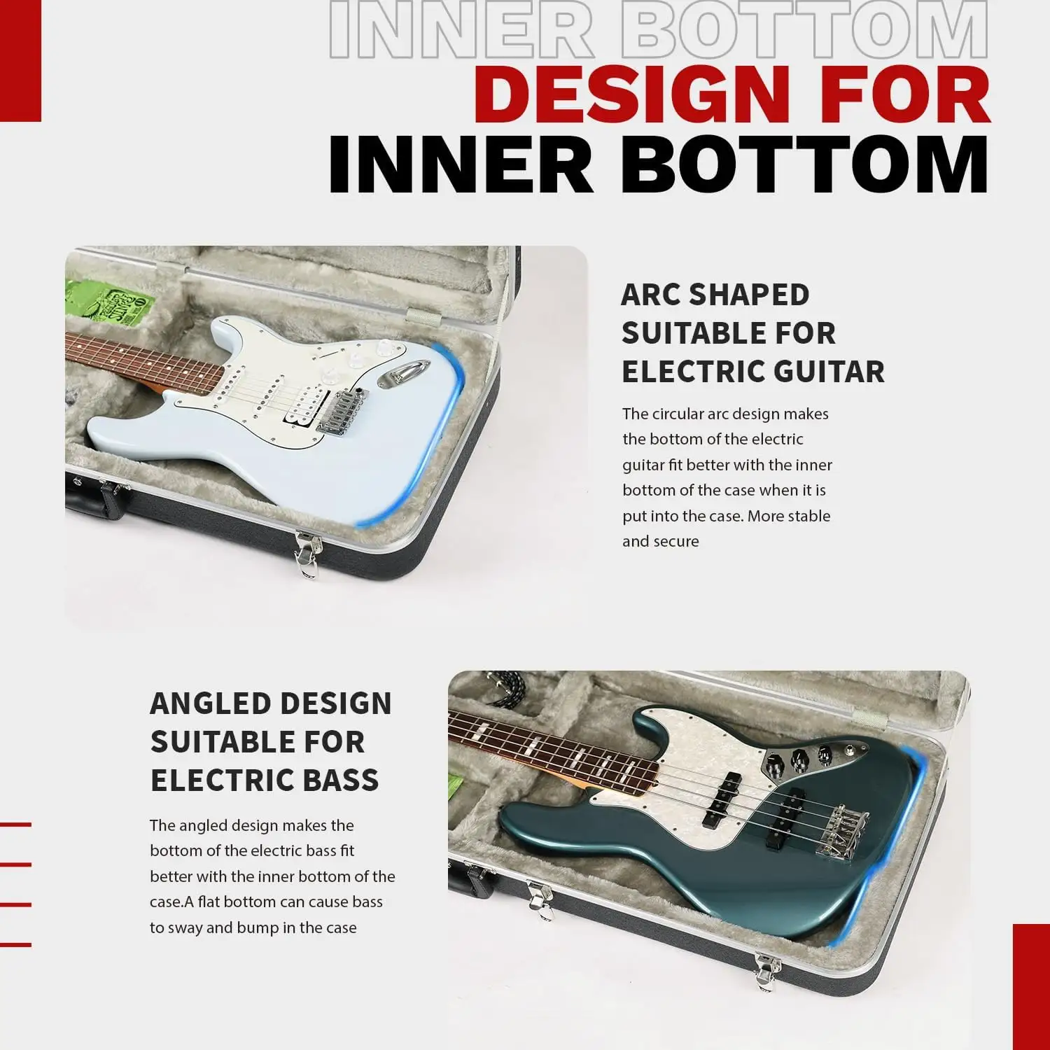 GHOSTFIRE casing cetakan bahan ABS hitam Universal kustom cocok untuk gitar elektrik ST/TL Bass casing keras untuk menggunakan gitar fender