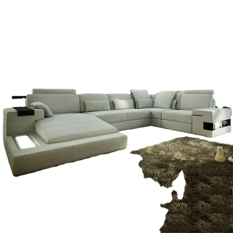 Precio al por mayor más reciente diseño europeo sofá de cuero conjunto de sala de estar muebles de sofá