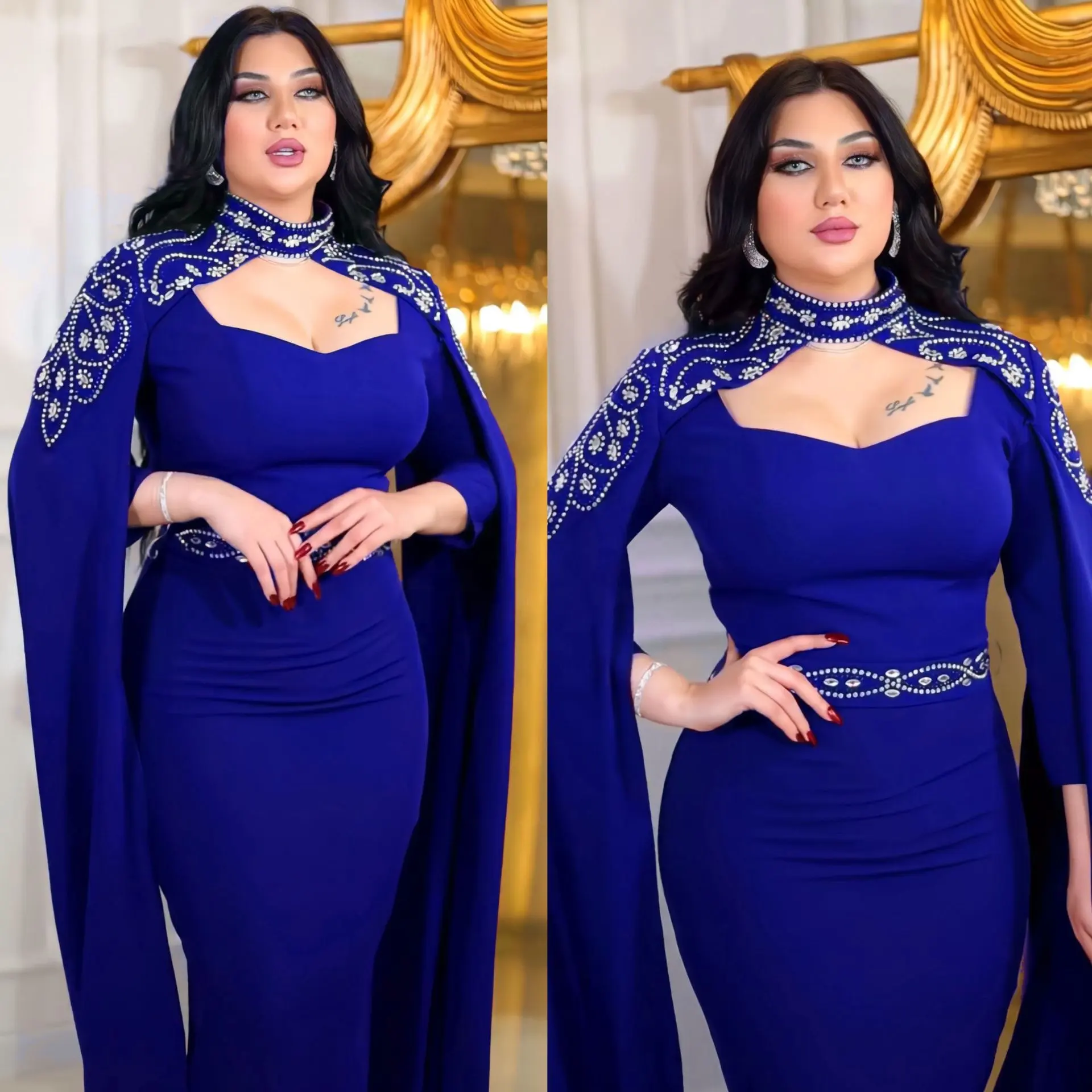 2024 Abaya für damen muslimisch Dubai Luxus Abaya Chiffon Boubou-Kleid Kaftan Hochzeitsfeier Anlässe Maxikleid islamisches Abaya-Sets
