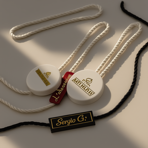 Hangtag Lock Custom Embossed Brand Name Logo <strong>String</strong> Cord , Plastic Swing <strong>Loop</strong> <strong>Hang</strong> <strong>Tags</strong> Seal <strong>String</strong> for Garment - Product Image 1