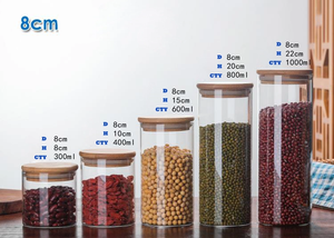 Bambu kapaklı hava geçirmez 30ml cam kavanozlar kahve unu için çok boyutlu mutfak bidonları şekerleme çerez baharat depolama - Product Image 3