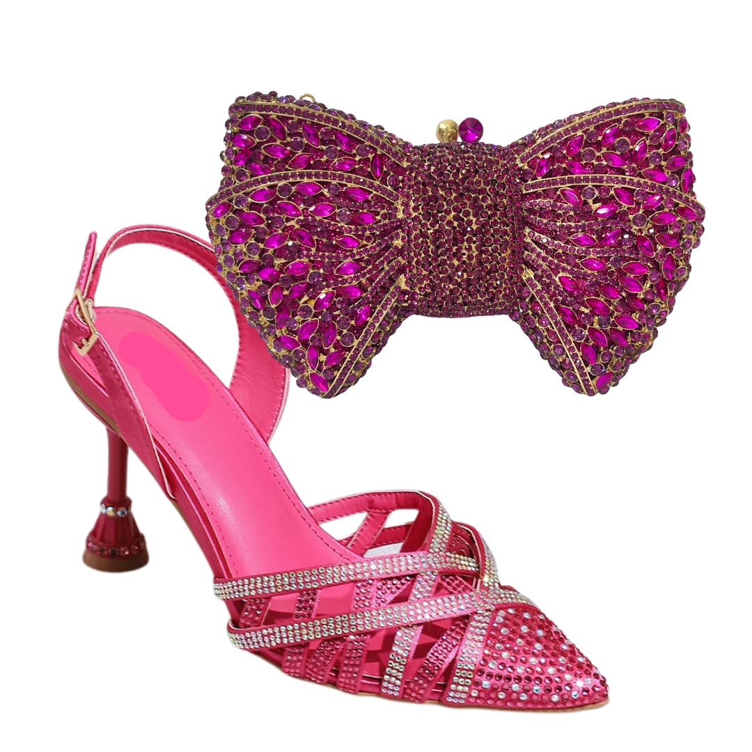 2 fuchsia shoes and bag
