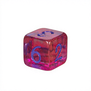 FACCUB logo personnalisé 16mm D6 Transparent violet rouge paillettes brillant jeu dés résine plastique Cube roulant dés pour Dnd Rpg jeu - Product Image 1