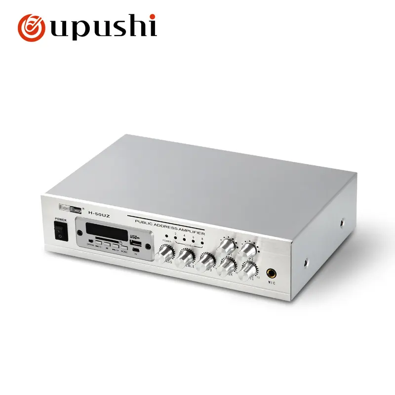 Oupushi H-50UZ MP3 Broadcast Power Amplifier 50W Two-zone tuning Amplifier