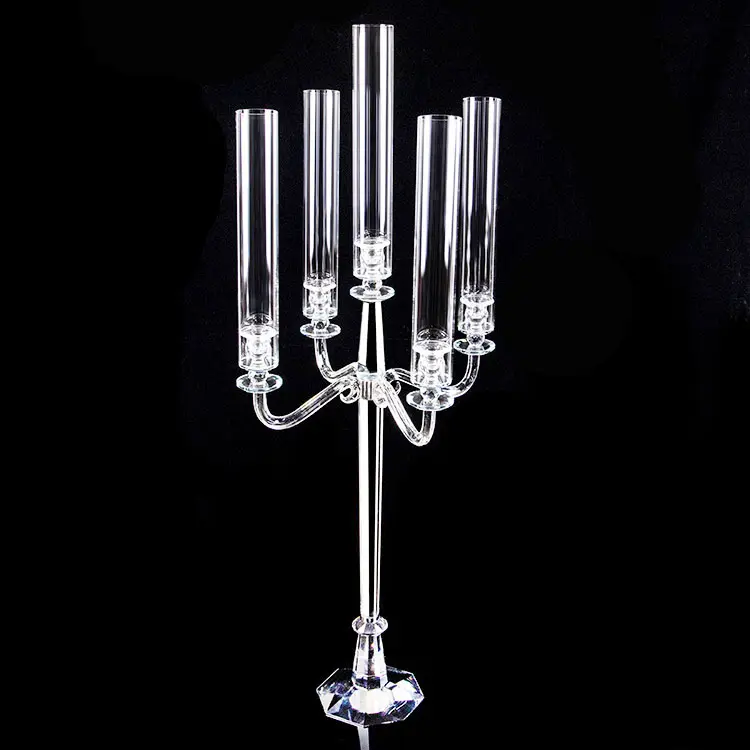 Candeliere di cristallo ornamenti candeliere europeo a cinque teste portacandele uragano portacandele trasparente artigianale in cristallo