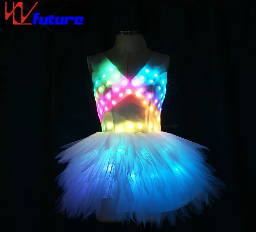 Wl 0182 baile sexy sin ropa chicas bailando luz LED Tutu faldas de iluminación LED falda Mini vestido Falda corta