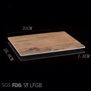 餐厅晚餐供应12英寸矩形木质图案托盘三聚氰胺披萨盘 - Product Image 2