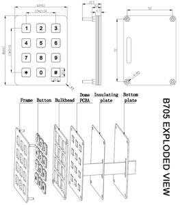 12 tasti IP65 impermeabile numerico <span class=keywords><strong>rs232</strong></span> serratura della tastiera tastiera digitale