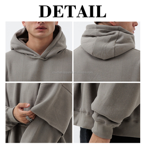 OEM erkek yüksek kaliteli kapüşonlu üst Vintage yıkama Hoodie çift ham kesim katmanlar kollu Streetwear giyim - Product Image 6