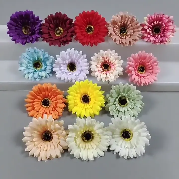 Decoração de bolo chrysantemum, decoração de bolo de 10cm para outono, festa de festas, flores de seda artificiais, margarida de gerbera