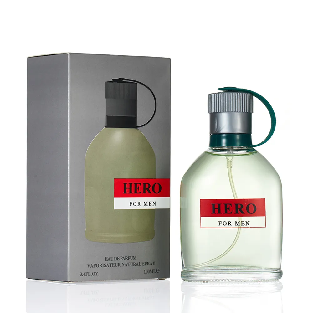 Venta al por mayor stock de perfumes de la marca Lovali fragancia verde aromática Hero Boss perfume para hombres