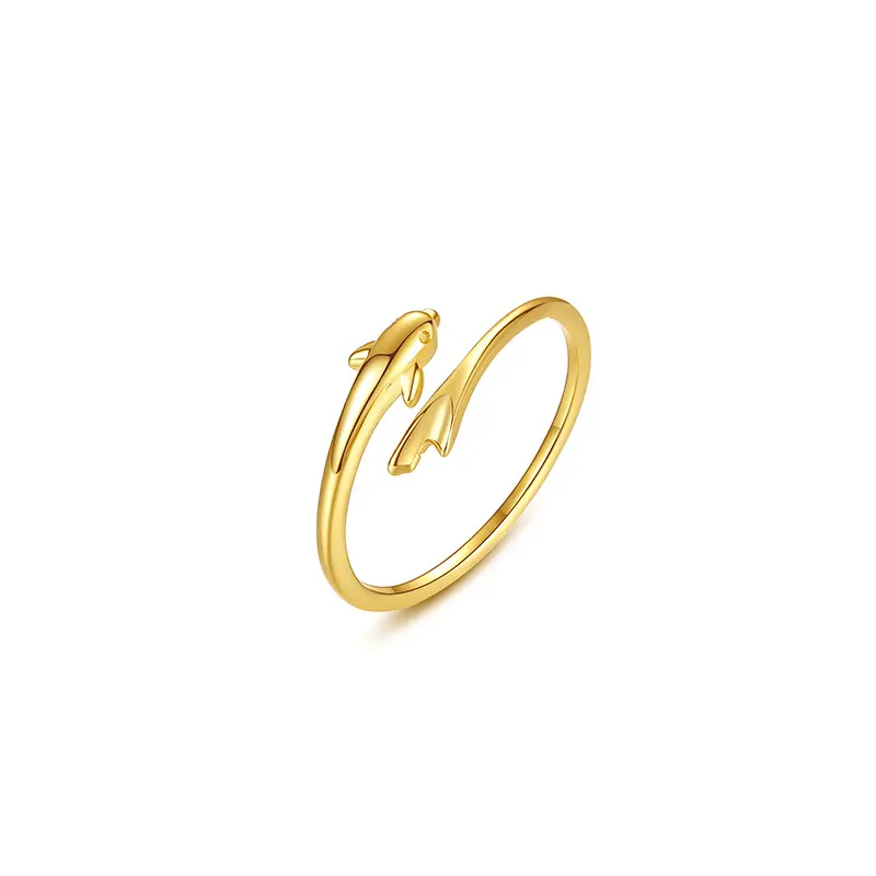 925 Sterling Silver Dolphin Ocean Animal Ring S925 anello di fidanzamento aperto anelli di coda placcati oro 18 carati gioielli regolabili