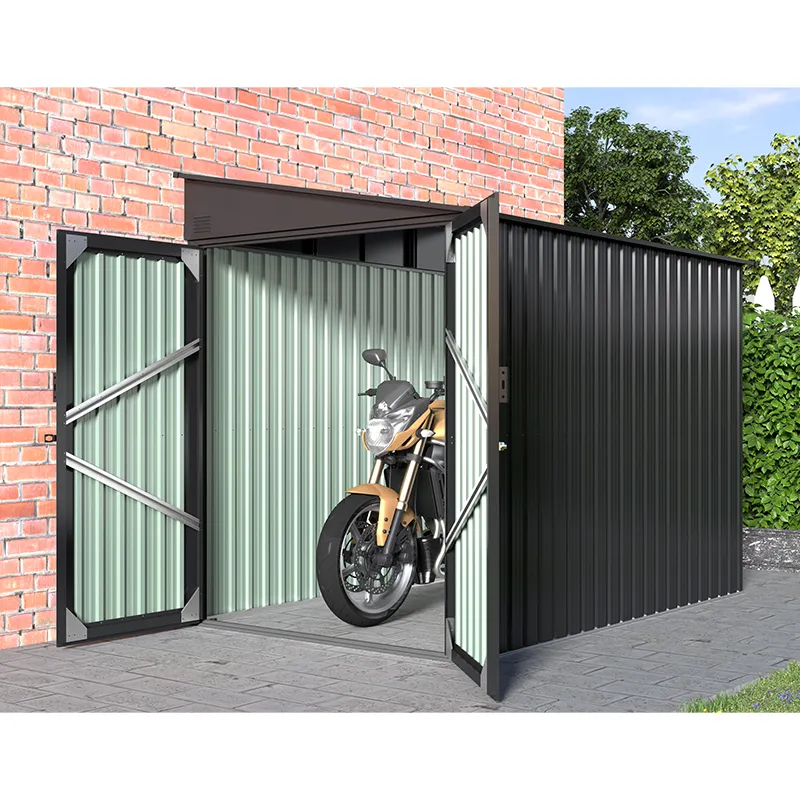 8 x6ft Outdoor Metal Garden Motor Bike Shed scatola portaoggetti da giardino in acciaio scatola portaoggetti per bici edifici da giardino