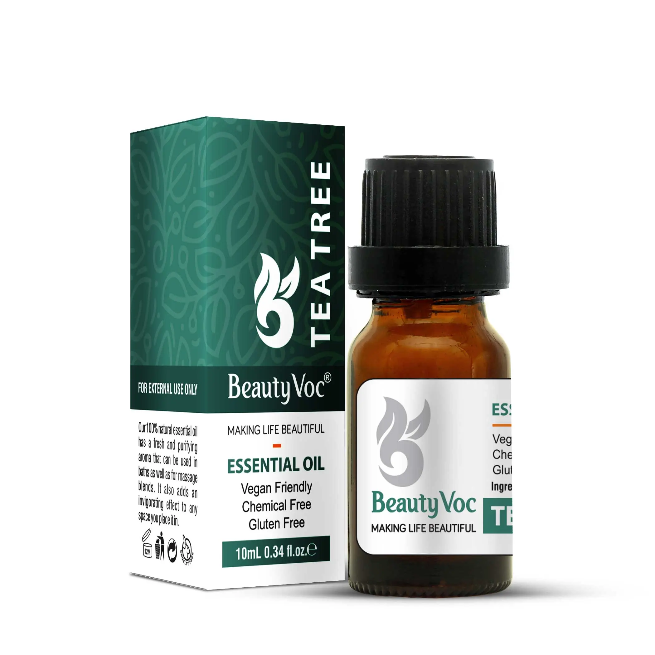 Abraza los poderes curativos naturales del aceite esencial de árbol de té de Beauty Voc con sus propiedades purificantes y calmantes