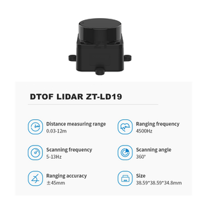 Портативный лазерный сканер 10000h LD06 Pro Lidar 360 градусов DTOF, диапазон 12 м с кронштейном Raspberry Pi для ROS robot Sensor
