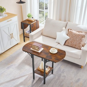 Thả lá bên bảng, 2 Tier gấp Sofa cuối bảng với mở rộng Máy tính để bàn nhỏ cao Bàn cà phê cho phòng khách không gian nhỏ - Product Image 4
