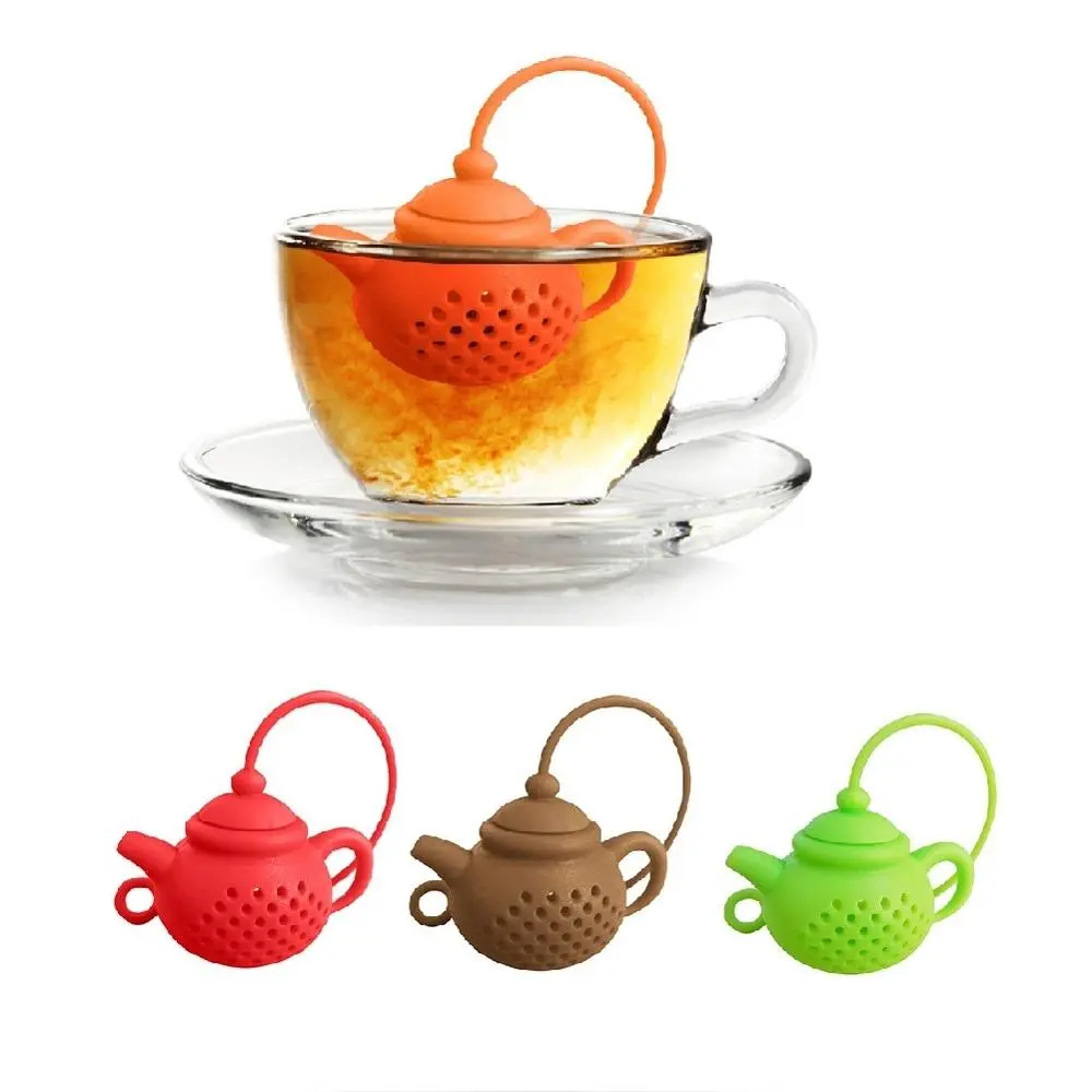 Colador de té en forma de tetera de silicona, bolsa de té, Infusor de filtro de hojas, accesorio de cocina