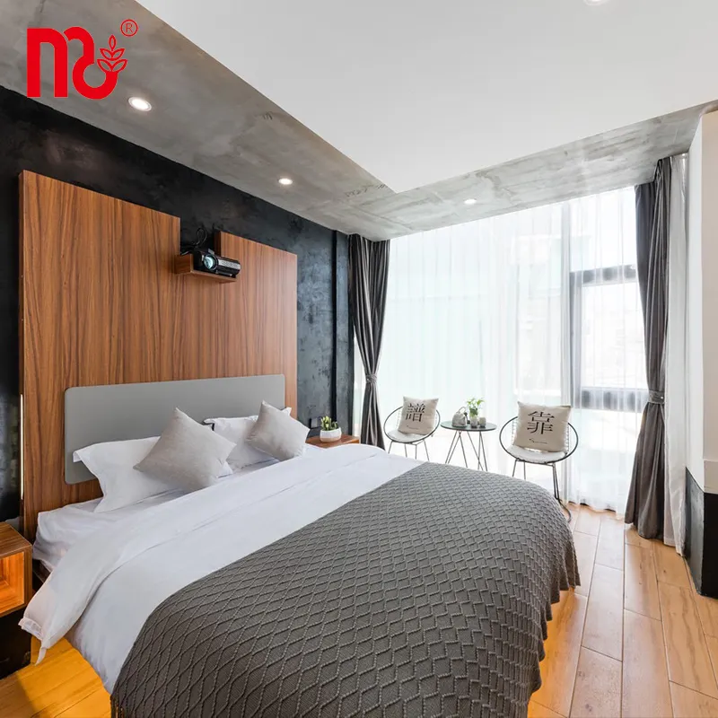 Offre directe d'usine de meubles d'hôtel Meubles d'hôtel à panneaux chinois Ensembles de chambre à coucher 5 étoiles Hôtel 2023 en bois massif moderne