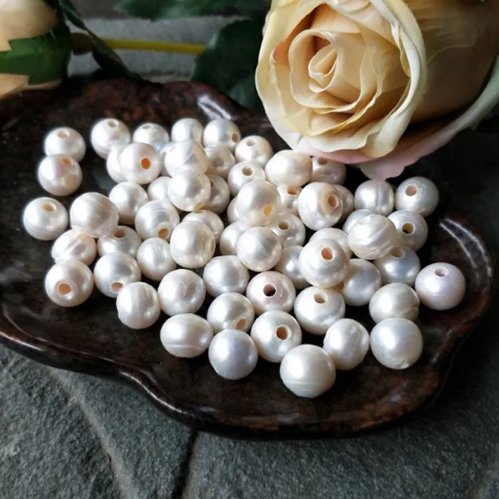 Perlas naturales de agua dulce con agujero grande, perlas de agua dulce con agujero grande para la fabricación de Joyas (AB1710)