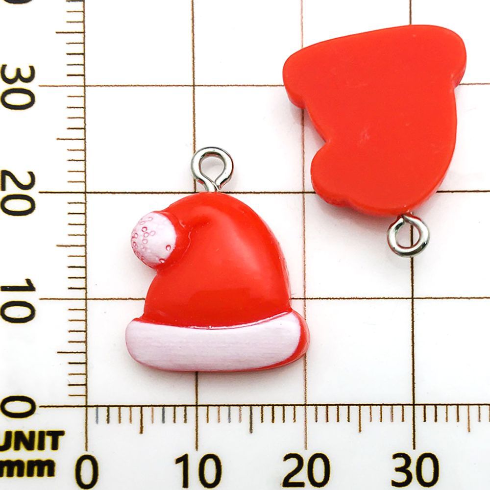 Un chapeau de Noël en résine rouge, 17*21 mm, 1,2 g, 17010