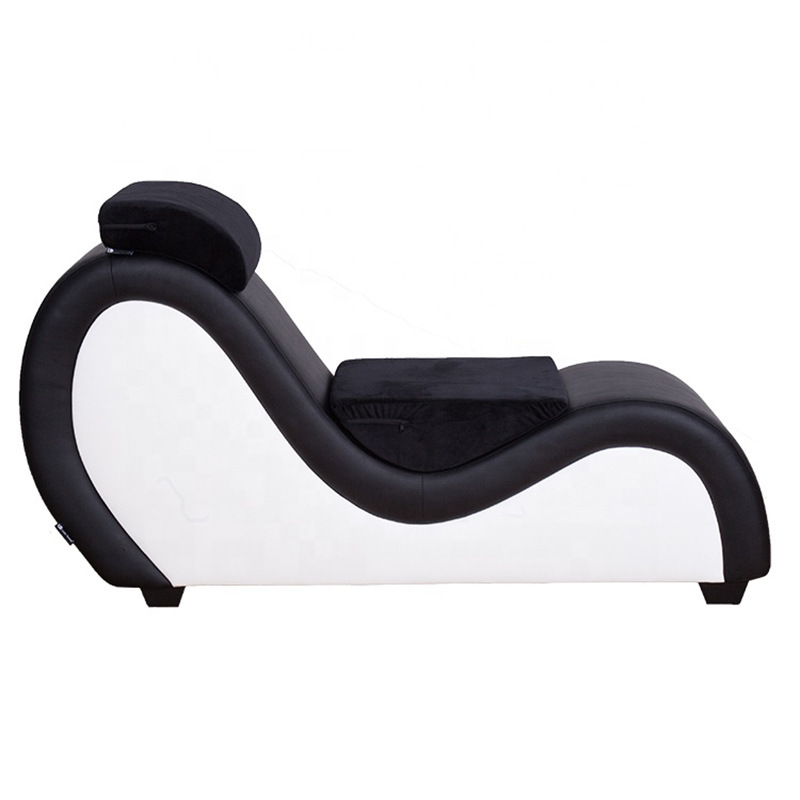 Sofá sexy en forma de S blanco y negro (reposacabezas gratis + almohada de cintura)