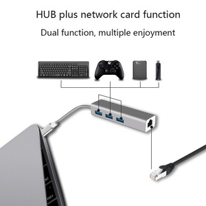 High Speed 3 Ports USB 3.0 Hub mit RJ45-Netzwerkschnittstelle USB-Netzwerk karte - Product Image 2