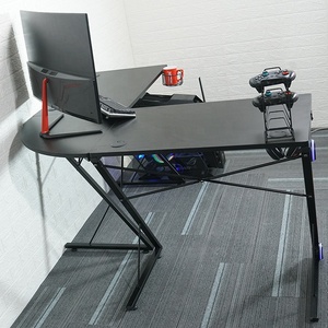 Mesa de juegos para ordenador en forma de L, soporte de Monitor grande de esquina redonda, escritorio de Pie ajustable para Pc - Product Image 4