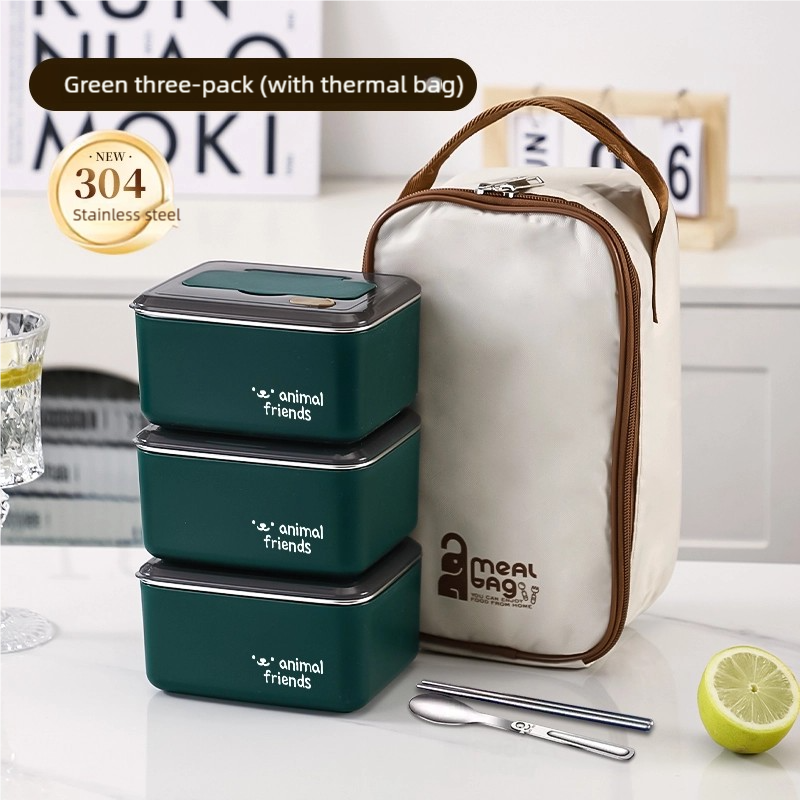 สีเขียว 3 ชิ้น+ถุงกล่องอาหารกลางวัน