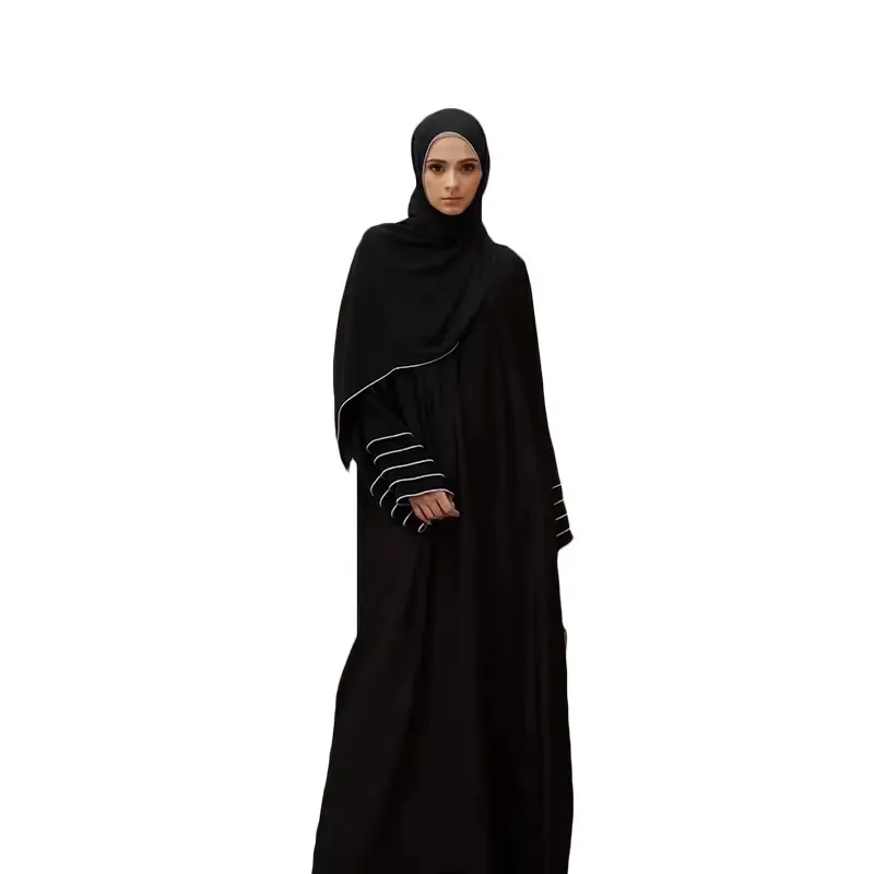 100ポリエステルプレーンイスラム教徒の女性のドレスドバイアラブニダフォーマルブラックジェット100% ポリエステル韓国アバヤ用インターネット生地