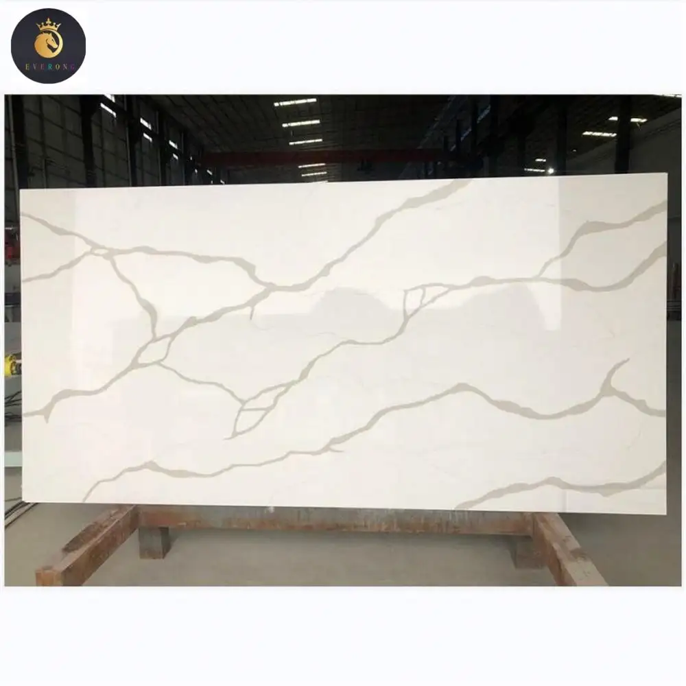 Wholesale Artificial Stone Sheet Slab Kitchen Countertops White Calacatta Quartz Tiles Quartz Slab