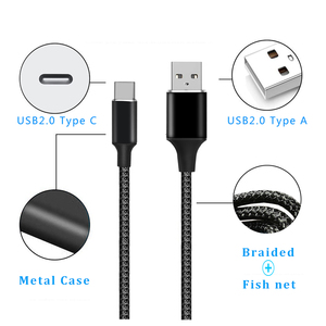 厂家批发现货低价编织鱼网USB A至C型快速充电数据线三星小米安卓C型 - Product Image 4