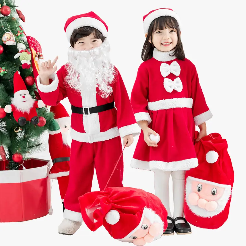 Gran oferta, disfraz de Papá Noel para Navidad, ropa para niños, disfraces de Papá Noel de Navidad para niños y niñas