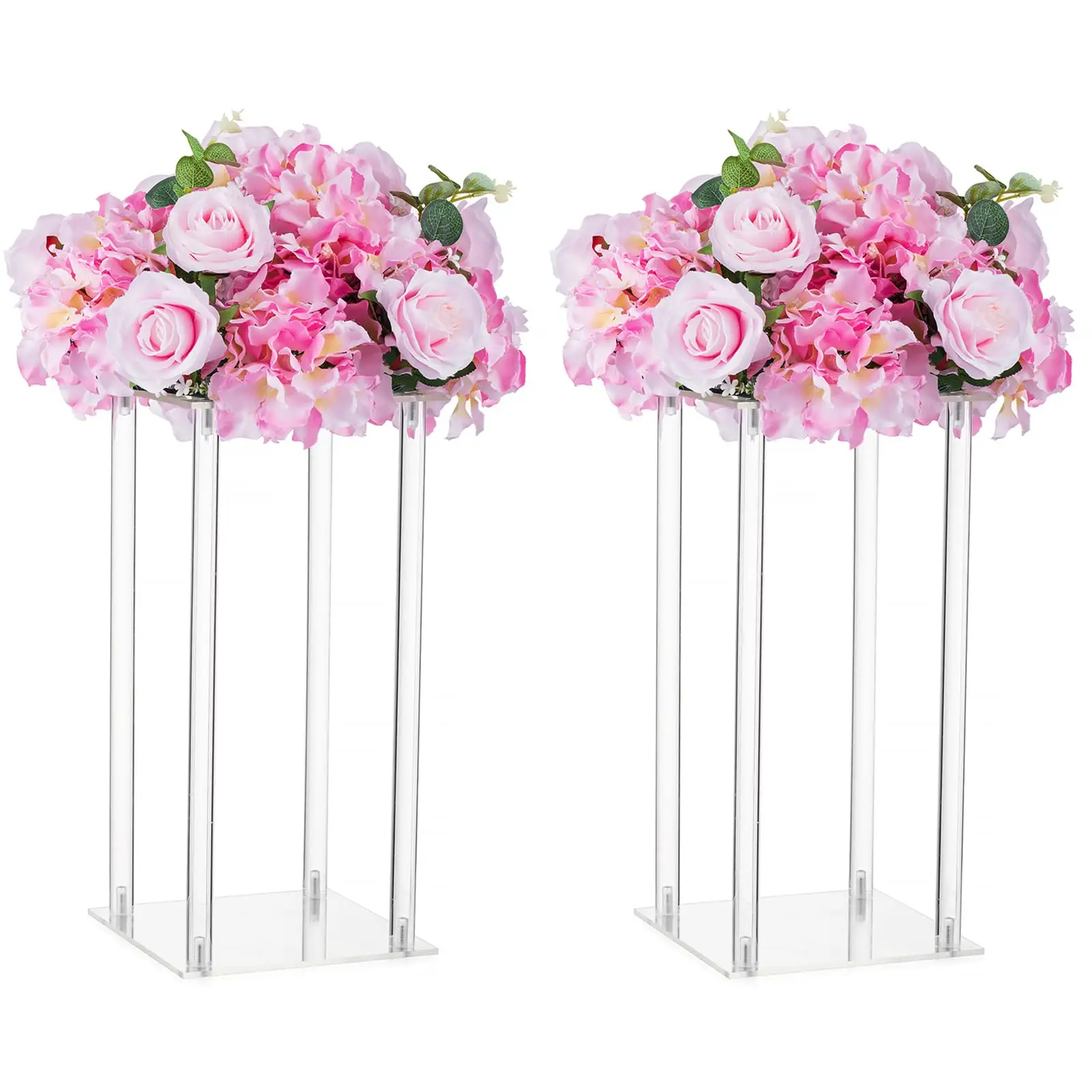 Jarrones acrílicos de florero alto de 39 pulgadas, soporte de flores para decoraciones de mesas de fiesta, mesa de decoración de bodas a granel elegante