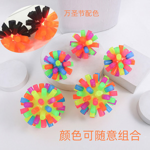 Unisex TPR LED ışık-Up kauçuk kabarık topu yaş aralığı 5-7 yıl duyusal Fidget oyuncak stres giderici zıplatma yanıp Spiky topları - Product Image 6
