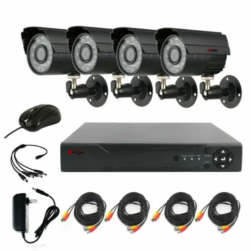 Anspo 4CH CCTV Security Camera System AHD DVR Waterproof IR Night Vision IP Cam