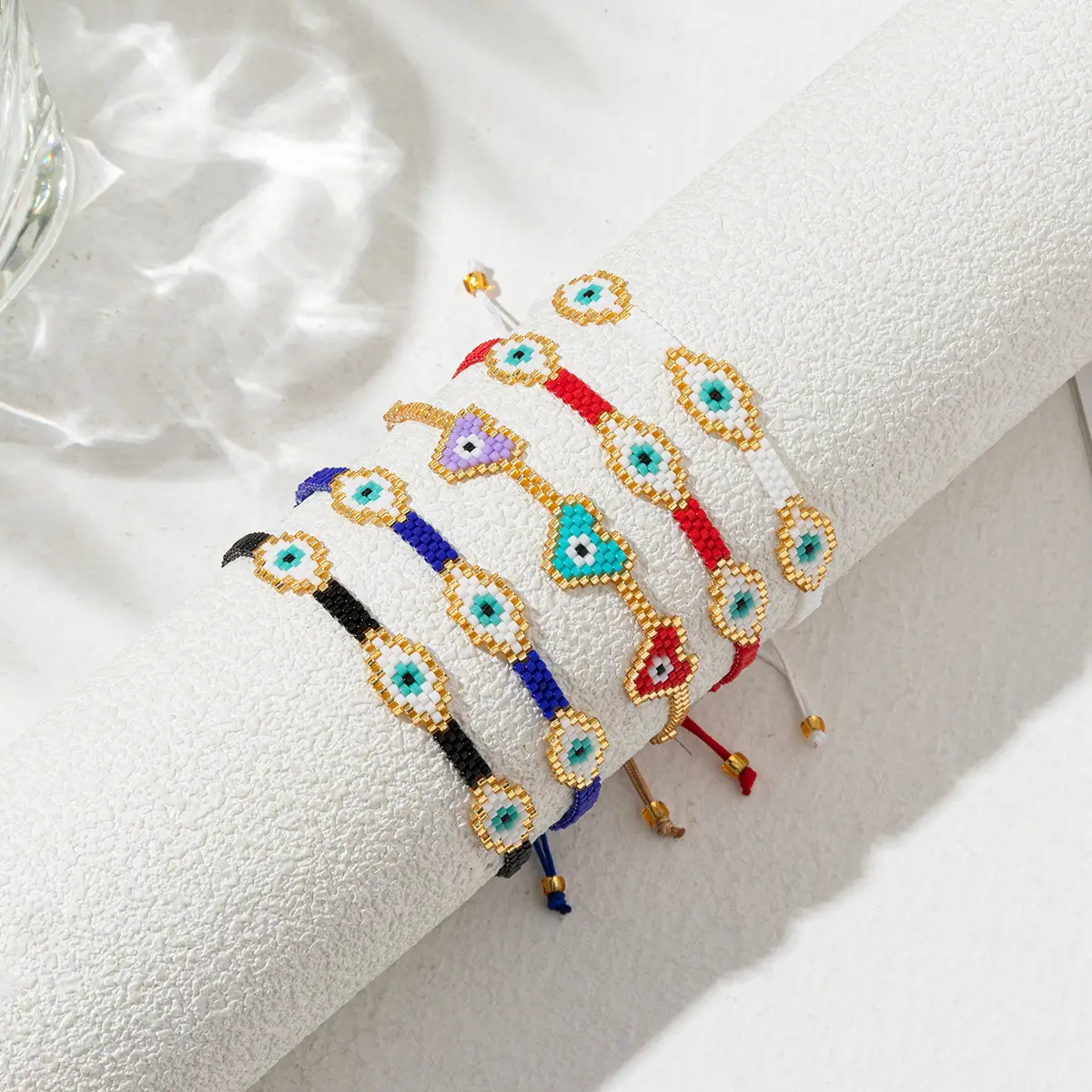Mode Bohème verstellbarer Damen-Schmuck bunte Augen Miyuki Gewebe handgefertigt OEM Perle personalisiertes Boho-Armband