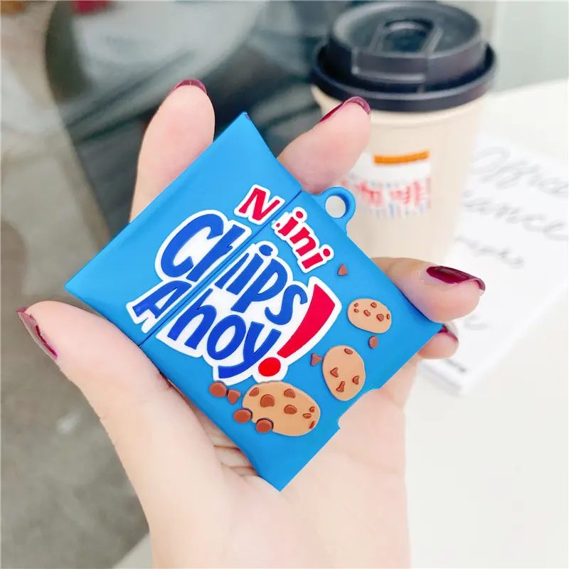 뜨거운 3D 만화 아이스크림 캔디 초콜릿 쿠키 Apple Airpods 2 1 커버에 대한 실리콘 소프트 보호 이어폰 케이스