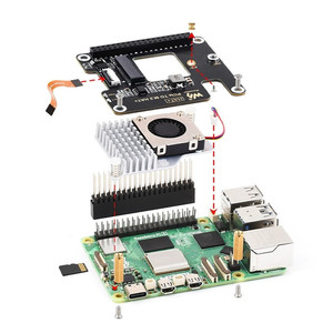 Raspberry Pi 5 PCIe zu M.2 HAT NVME High Speed Expansion Board mit 16P-Kabel GPIO-Kopfzeile Unterstützung aktiver Kühler für RPI 5 Pi5