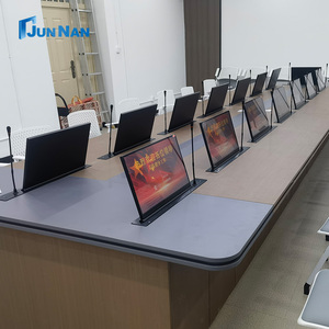 Versteckter Schreibtisch Einziehbarer motorisierter Popup-Computer mechanismus LCD-Monitor Lift Video-Abstimmung funktion Papier loses Konferenz system