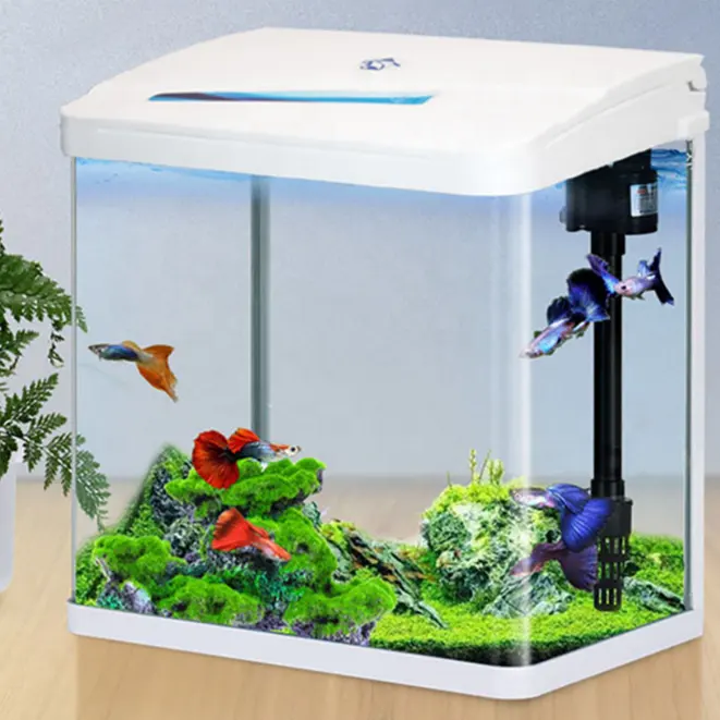 XC-520 mesa sala de estar vidro hd mini aquário silencioso quente dobra pequena peixinho paisagem tanque de peixes