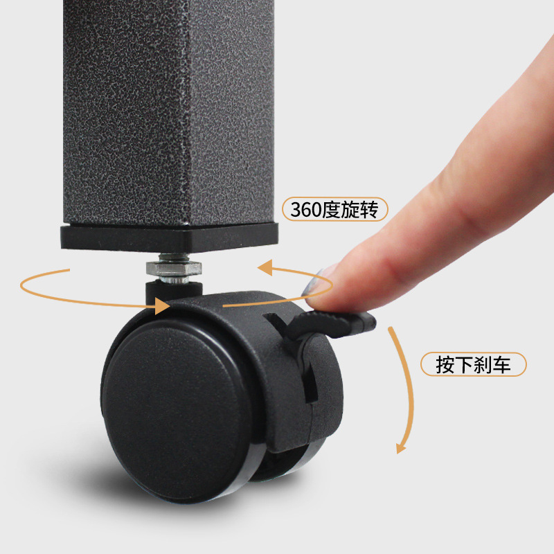 Étagère de rangement domestique à côtés étroits avec roulettes en fer.