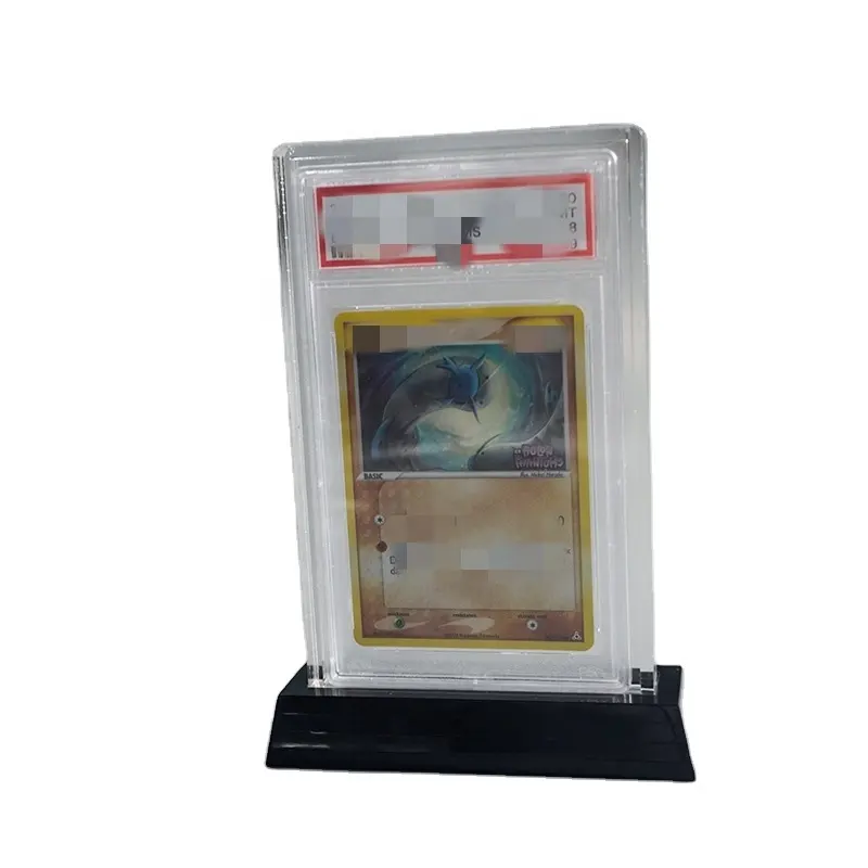 Beautifully designed full display personalized sports graded trading card stand with a base