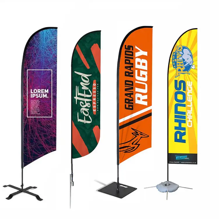 Bandiere su ordinazione all'aperto della piuma del vento di pubblicità promozionale dell'insegna della bandiera della spiaggia di volo all'ingrosso