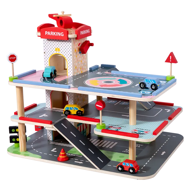 Legno gioco per bambini multilivello Garage parcheggio per bambini giocattolo educativo precoce gioco di ruolo auto in legno parcheggio giochi giocattolo