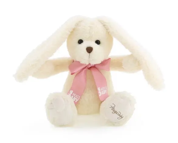 Conejo blanco suave/conejo para niños, juguete de peluche personalizado, estándar CE