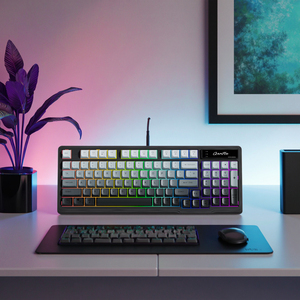 94Key RGB 2,4G Tri-Modos inalámbricos con pantalla TFT Teclas esféricas y teclado de computadora de estructura empaquetada para computadora portátil para juegos