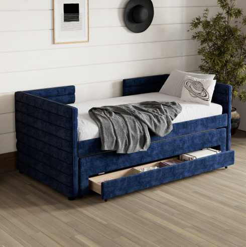Dark Blue + Wood + Twin