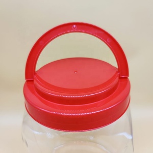 Toptan çerez şeker kavanozu şişesi büyük boy 1L <span class=keywords><strong>2L</strong></span> 3L 3.5L temizle PET plastik kavanoz kolu kapaklı