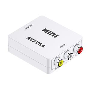 Caja convertidora Mini RCA AV a VGA de alta calidad, adaptador CVBs de 3 pines para portátil, conversión de entrada RCA a salida VGA